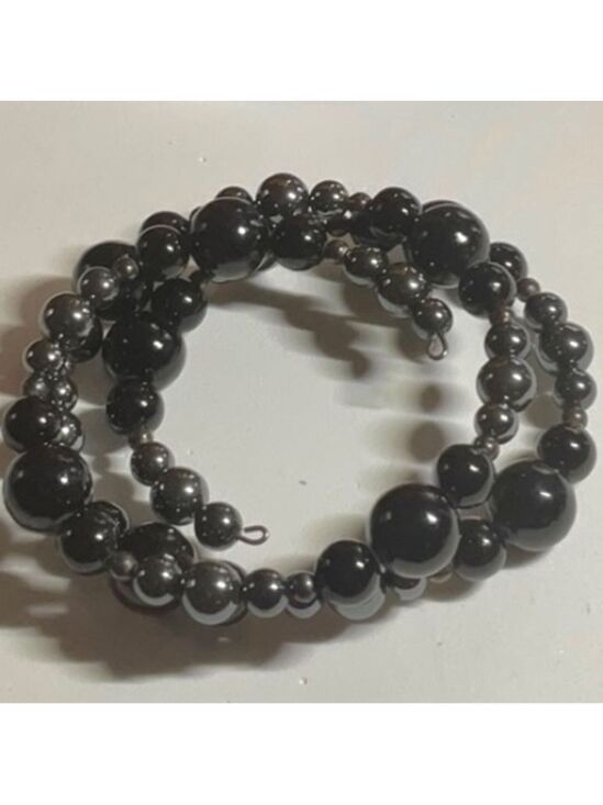 Vintage Jewelry - Vintage Black Amber Wrap Bracelet Ankle Choker